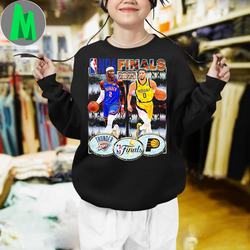 OKC Thunder vs Indiana Pacers NBA Finals 2025 Vintage Basketball Logo T-Shirt