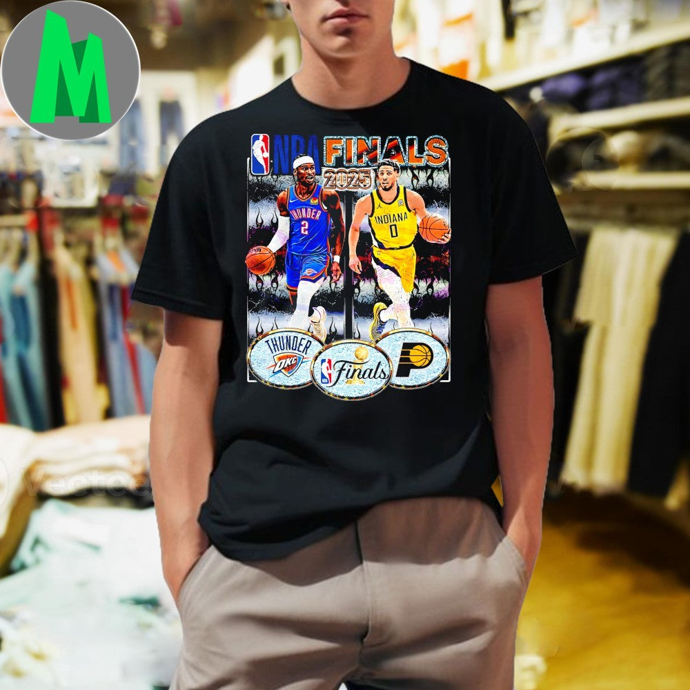 OKC Thunder vs Indiana Pacers NBA Finals 2025 Vintage Basketball Logo T-Shirt