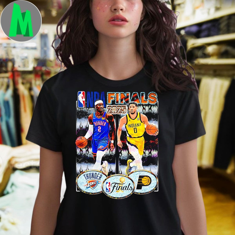 OKC Thunder vs Indiana Pacers NBA Finals 2025 Vintage Basketball Logo T-Shirt