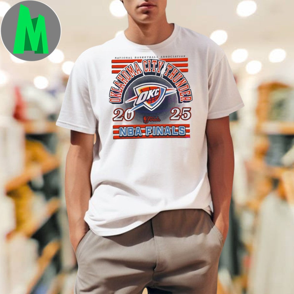 Oklahoma City Thunder 2025 NBA Finals T-Shirt Red White Blue Stripes Logo Basketball Fan Apparel Championship Tee