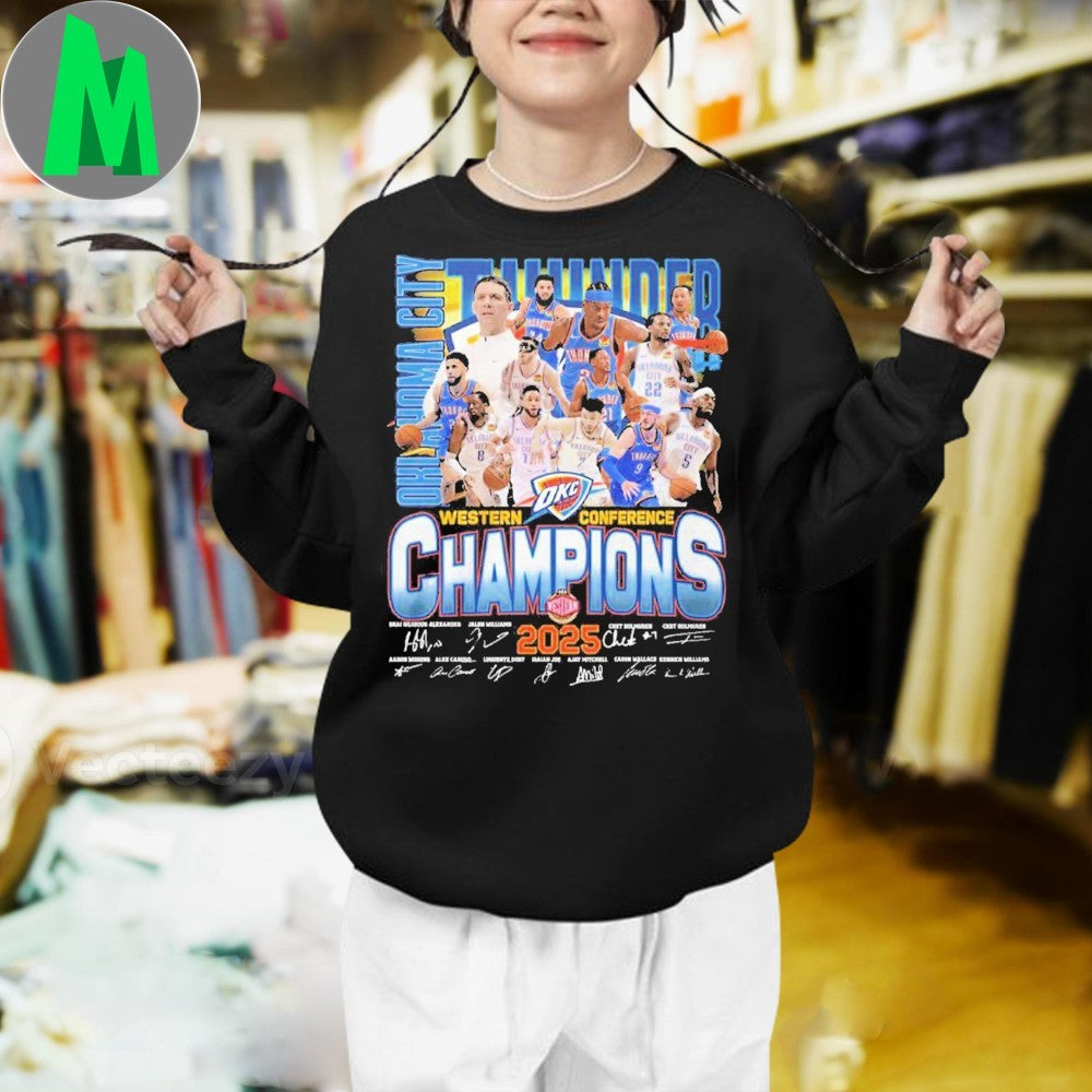 Oklahoma City Thunder 2025 Western Conference Champions T-Shirt NBA Playoff Fan Apparel Victory Celebration Tee