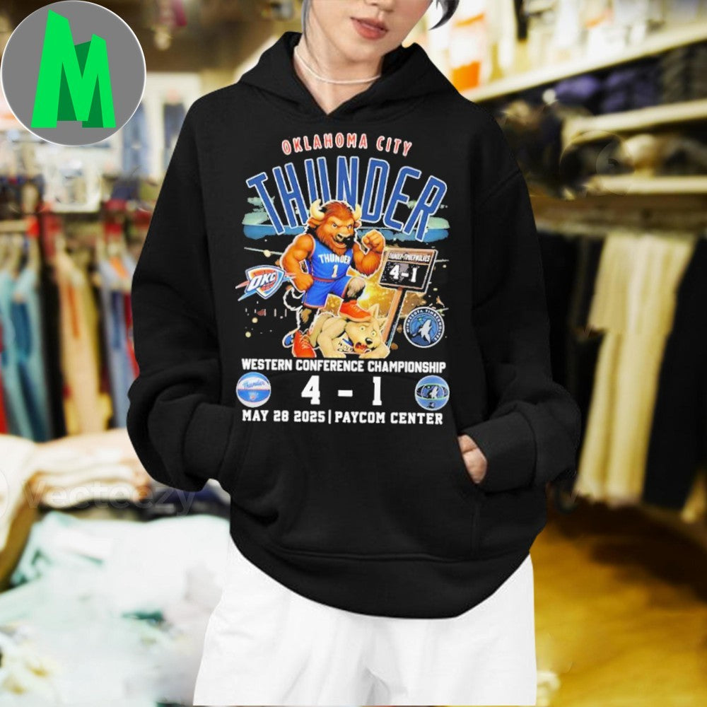 Oklahoma City Thunder 4-1 Minnesota Timberwolves 2025 Western Conference Championship T-Shirt NBA Playoff Fan Apparel