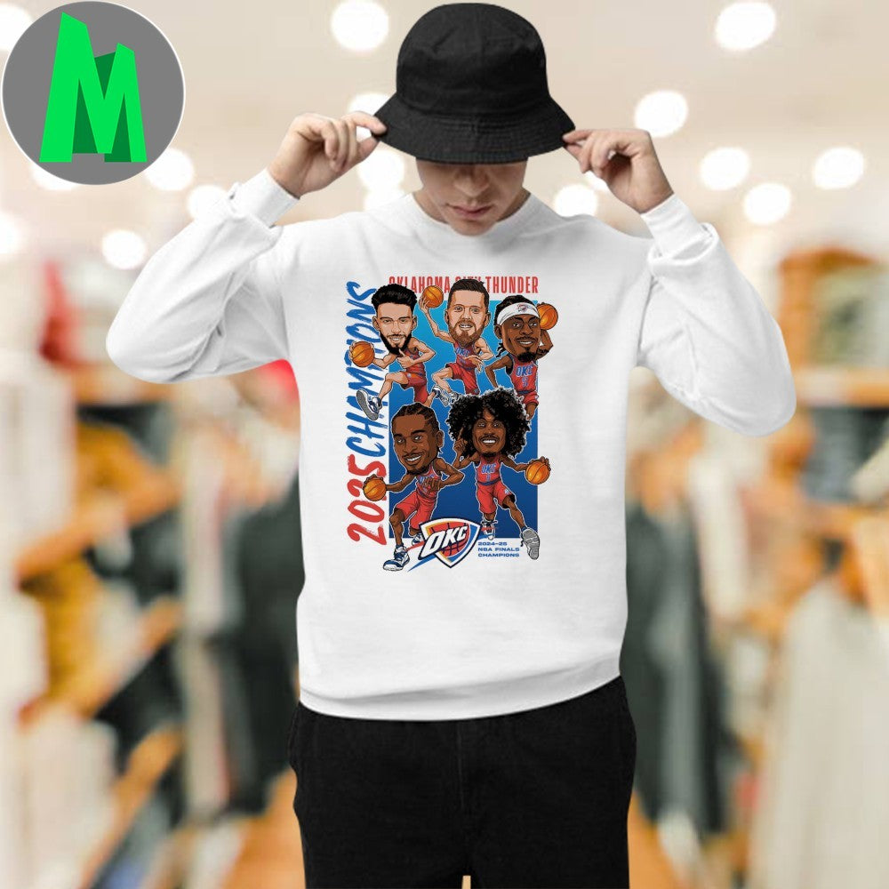 Oklahoma City Thunder Fanatics 2025 NBA Finals Champions Caricature Full Court Shirt