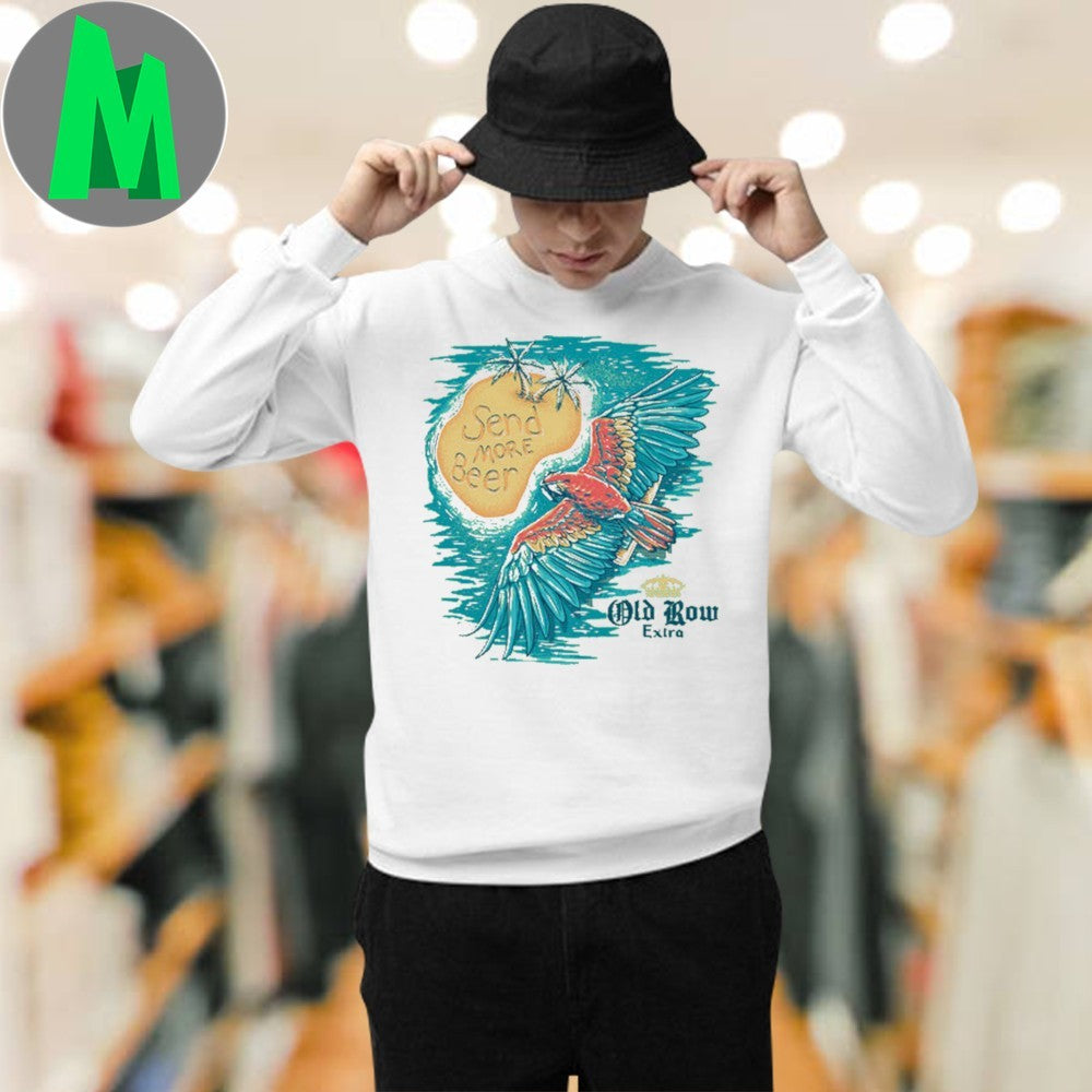 Old Row Mint Green Send More Beer Parrot Sunset Shirt