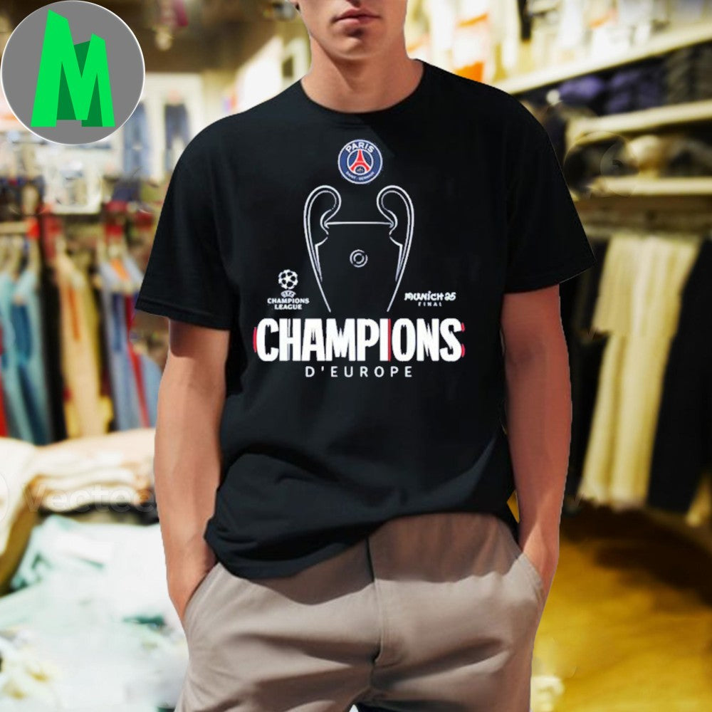 PSG Champions League 2025 Munich Final T-Shirt European Football Soccer Fan Apparel