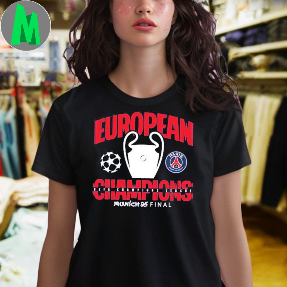 PSG European Champions League Munich 2025 Final Football Soccer Fan T-Shirt