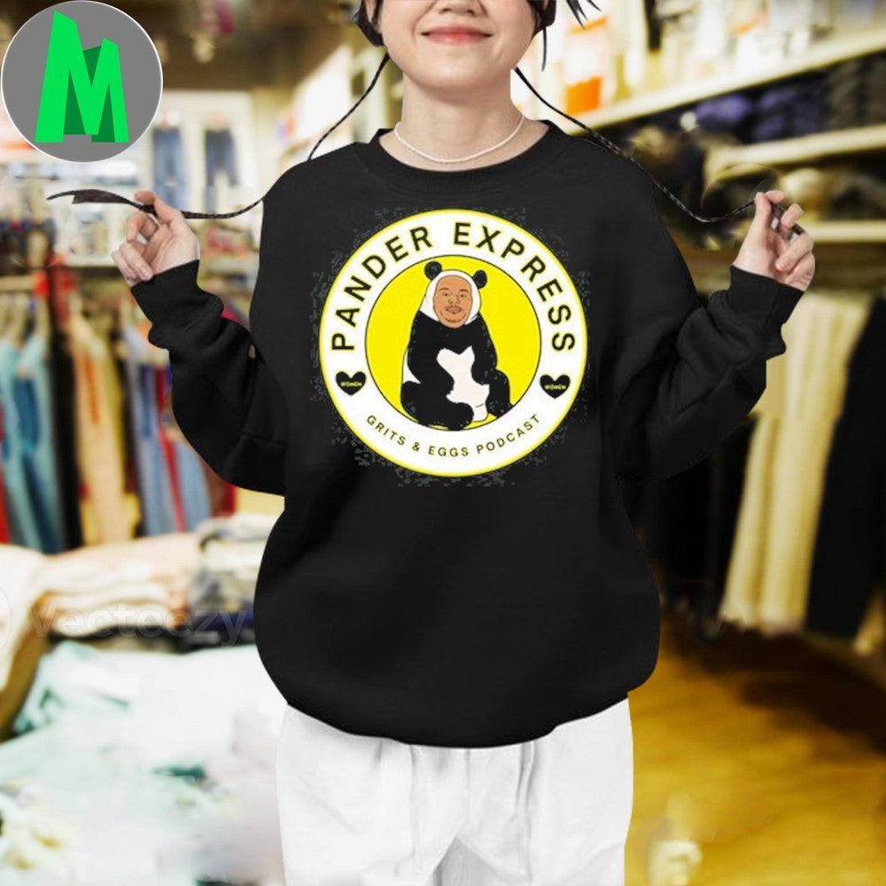 Pander Express Grits & Eggs Podcast T-Shirt Humorous Graphic Tee Comedy Show Apparel