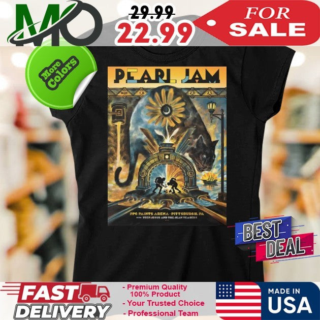 Pearl Jam Dark Matter Tour May 18 2025 At PPG Paints Arena Pittsburgh PA With Teen Jesus And The Jean Teasers Event Poster By Zeb Love Shirt