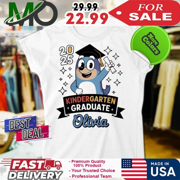 Personalized Bluey Kindergarten Graduation Olivia 2025 Shirt