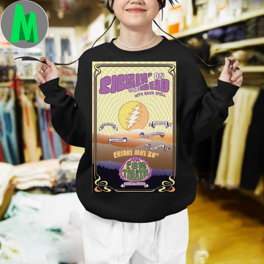 Pickin’ On The Dead River Spell May 30 2025 Boulder Concert T-Shirt Live Music Graphic Tee Jam Band Apparel