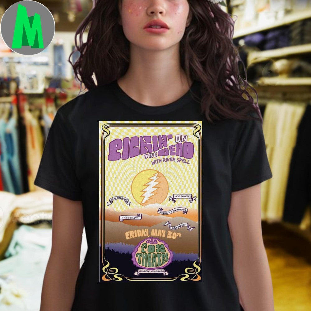 Pickin’ On The Dead River Spell May 30 2025 Boulder Concert T-Shirt Live Music Graphic Tee Jam Band Apparel
