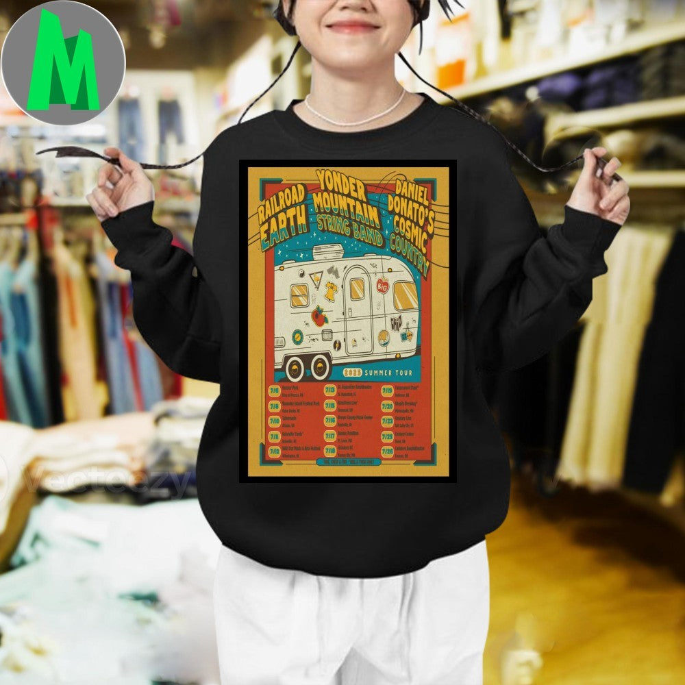 Railroad Earth Yonder Mountain String Band Daniel Donato’s Cosmic Country 2025 Summer Tour T-Shirt Music Festival Graphic Tee