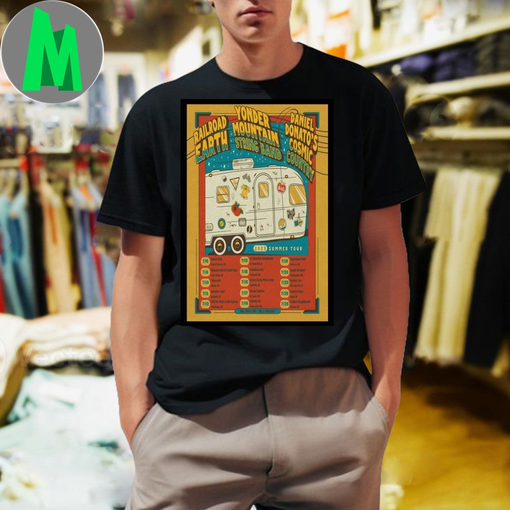 Railroad Earth Yonder Mountain String Band Daniel Donato’s Cosmic Country 2025 Summer Tour T-Shirt Music Festival Graphic Tee
