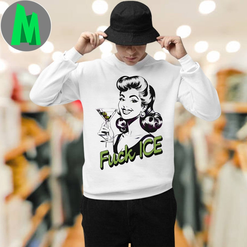Retro Woman Fuck Ice Protest Feminist Cocktail Shirt