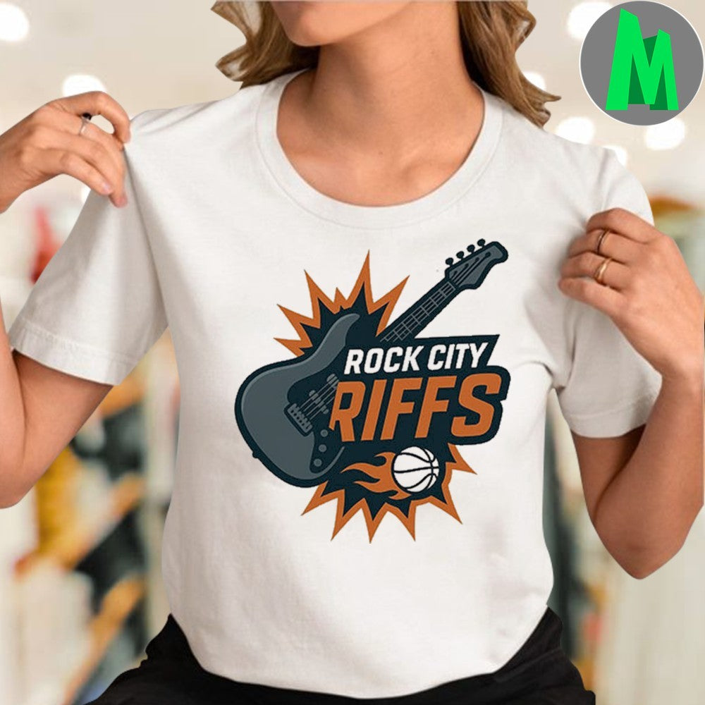 Rock City Riffs Guitar & Basketball Logo T-Shirt