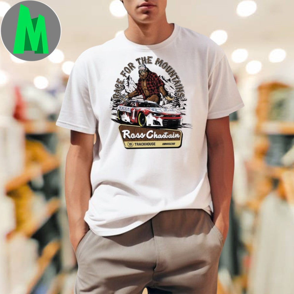 Ross Chastain Busch Light NASCAR Graphic T-Shirt Race For The Mountains Bigfoot Fan Apparel