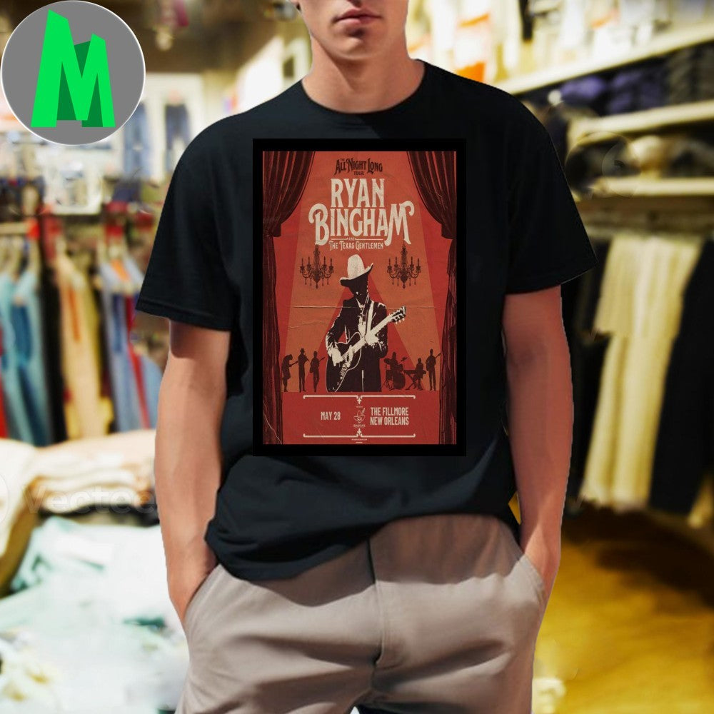 Ryan Bingham & The Texas Gentlemen All Night Long Tour The Fillmore New Orleans 2025 Concert T-Shirt Country Americana Band Tee