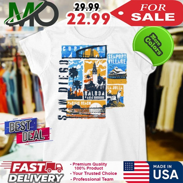 San Diego Collage Kona Coffee Dyed Shirt