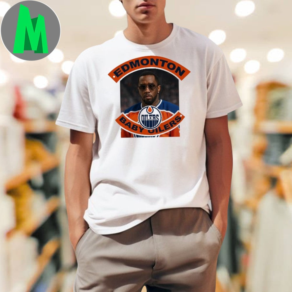 Sean P Diddy Combs Edmonton Baby Oilers Fan Graphic T-Shirt