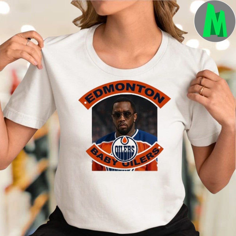 Sean P Diddy Combs Edmonton Baby Oilers Fan Graphic T-Shirt