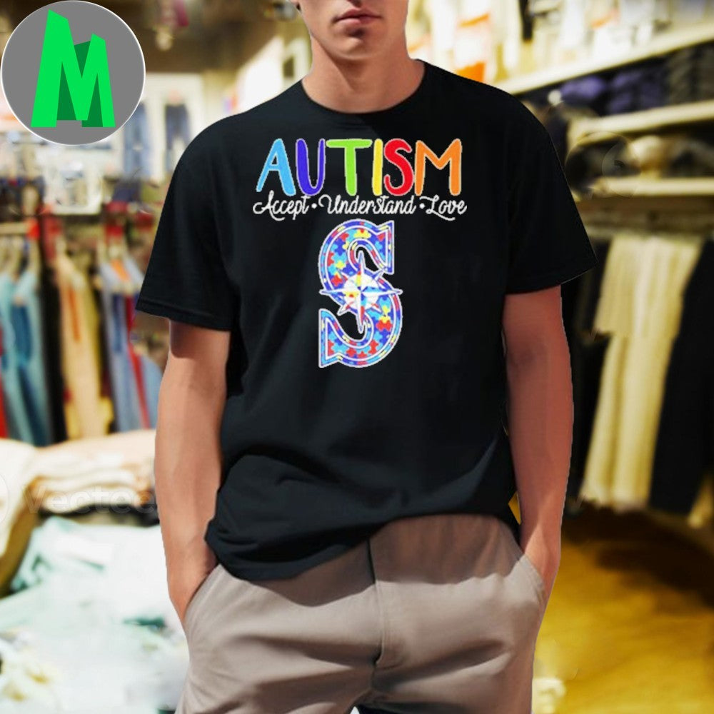 Seattle Mariners Autism Awareness Puzzle Piece Logo T-Shirt
