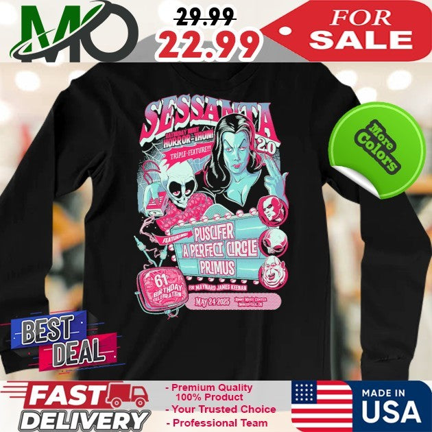 Sessanta V2.0 Horror-thon Maynard James Keenan 61st Birthday Noblesville IN Concert Shirt Puscifer A Perfect Circle Primus Tour 2025