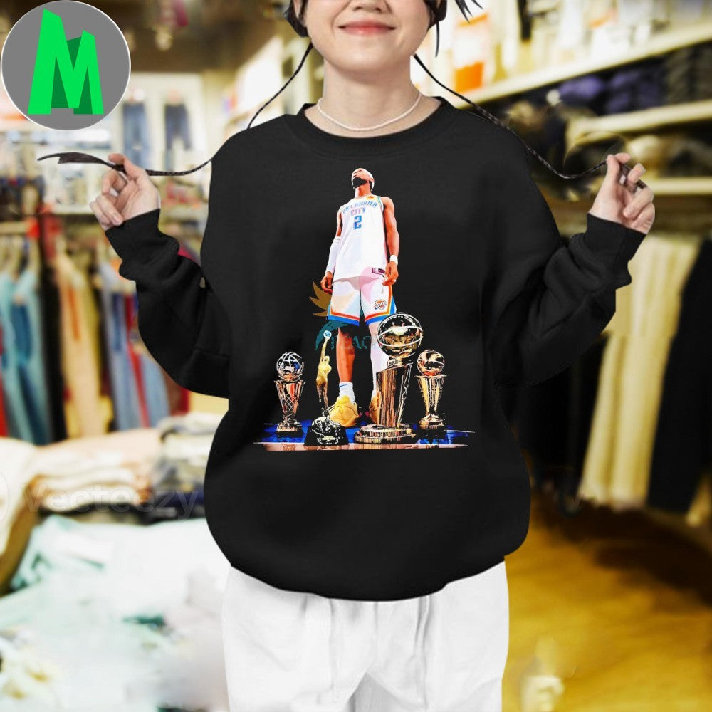 Shai Gilgeous Alexander 2025 Thunder White Jersey Trophy Showcase Shirt