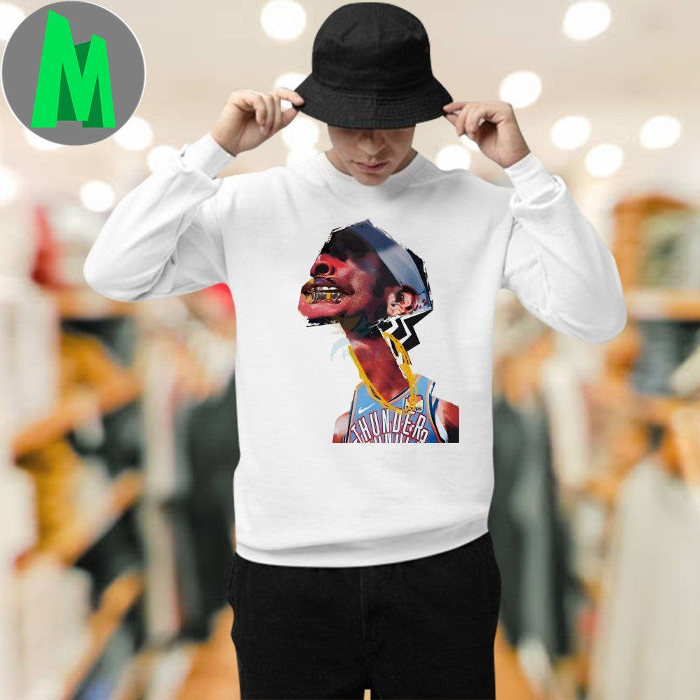 Shai Gilgeous Alexander Thunder Experimental Mixed Media Collage Shirt