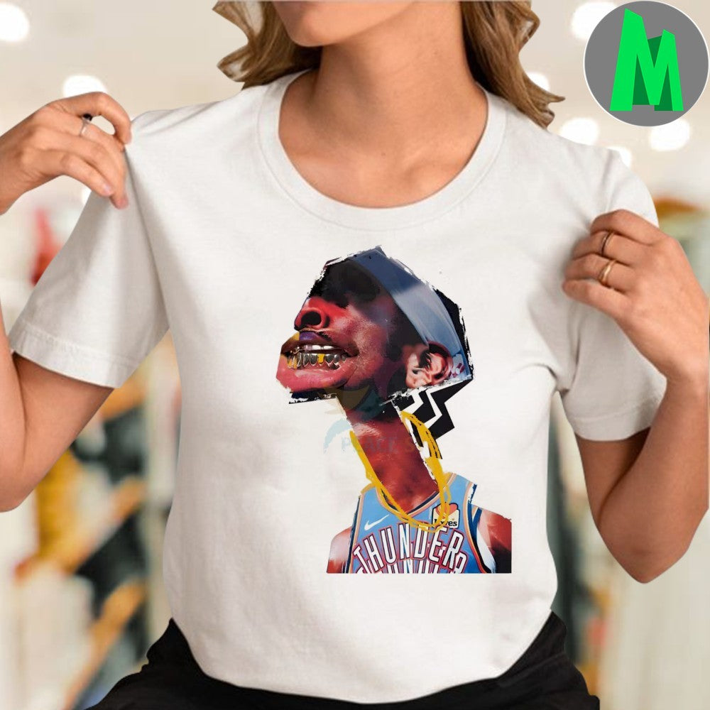 Shai Gilgeous Alexander Thunder Experimental Mixed Media Collage Shirt