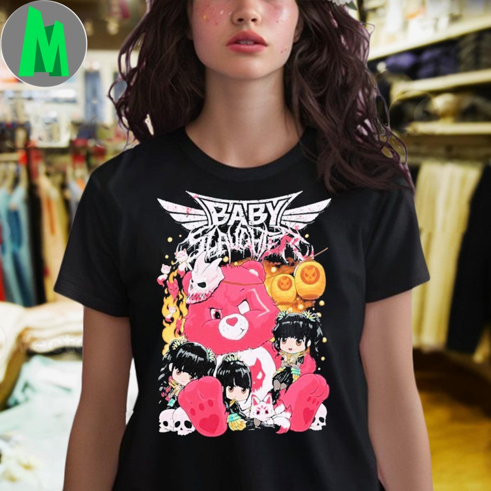 Slaughter To Prevail x Babymetal Babyslaugher Bear T-Shirt Metal Band Collaboration Merch Graphic Tee