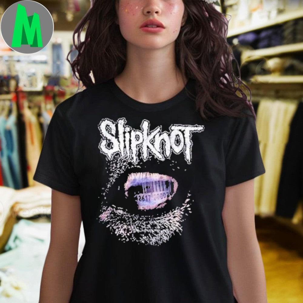 Slipknot Barcode Eye T-Shirt Heavy Metal Band Graphic Tee Concert Merch Official Fan Apparel Black