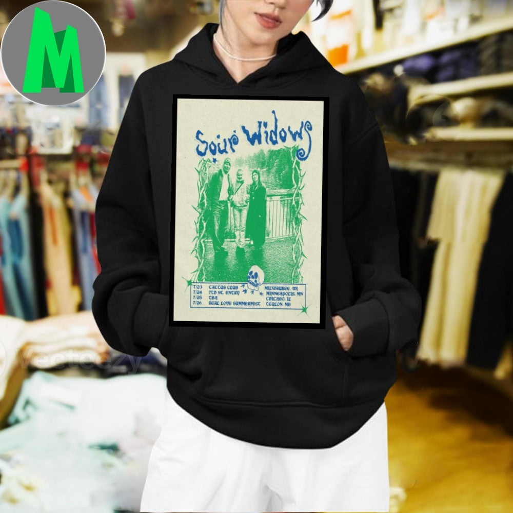 Sour Widows 2025 Summer Tour Concert Poster T-Shirt Indie Rock Band Apparel