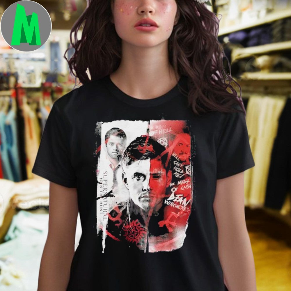 Supernatural Dean Winchester King Of Hell Graphic T-Shirt Join The Hunt TV Series Fan Merch