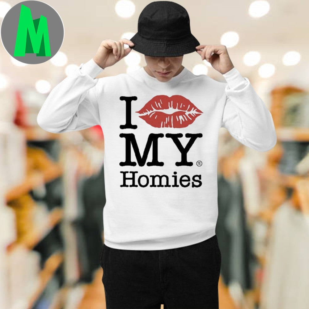 Tan Clemons Wearing I Love My Homies Shirt