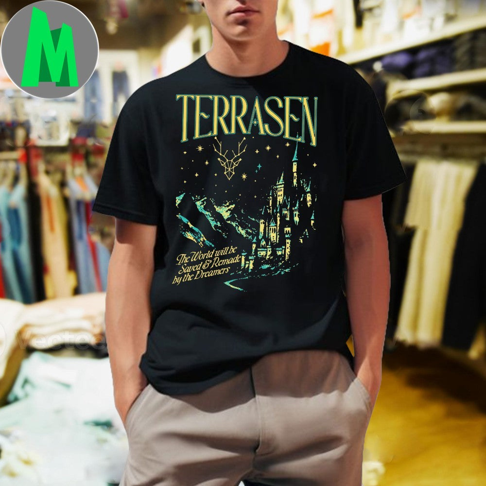 Terrasen Fantasy Castle & Deer Constellation Graphic T-Shirt World Saved By Dreamers