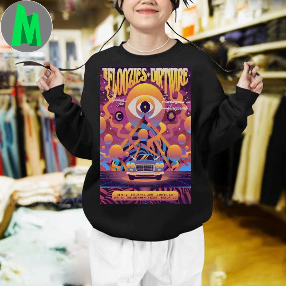 The Floozies Dirtwire Neon Sundown Tour 2025 Concert T-Shirt Live Music Festival Graphic Tee Tour Merch