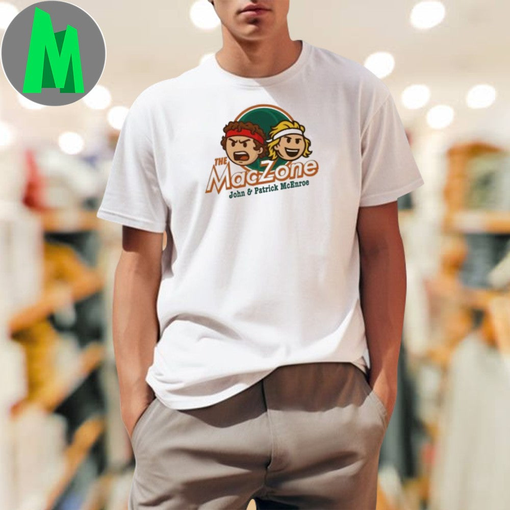 The MacZone John & Patrick McEnroe T-Shirt Tennis Legends Cartoon Graphic Tee