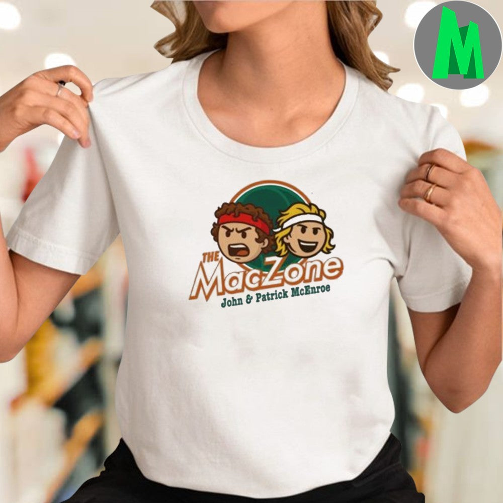 The MacZone John & Patrick McEnroe T-Shirt Tennis Legends Cartoon Graphic Tee