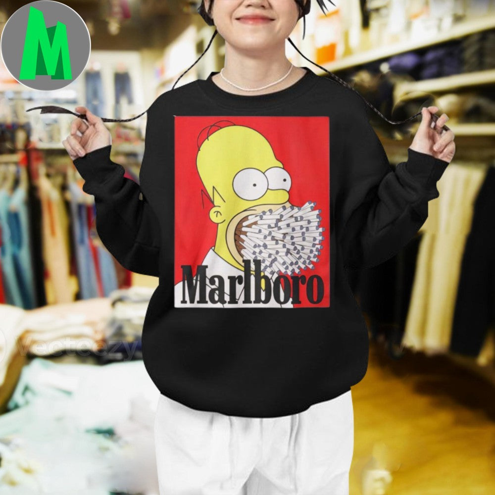 The Simpsons Homer Marlboro Cigarettes Funny Parody Fan T-Shirt