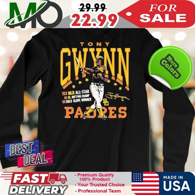 Tony Gwynn San Diego Padres 5X Gold Glove Winner Graphic Player Signature Shirt