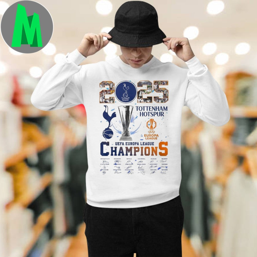 Tottenham Hotspur 2025 UEFA Europa League Champions T-Shirt Soccer Fan Apparel Team Merch