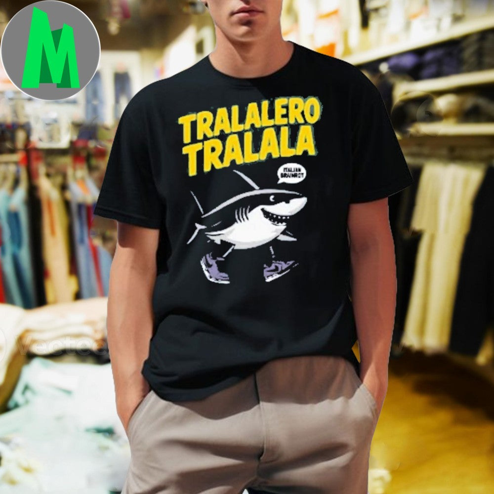 Tralalero Tralala Italian Drummer Boy Walking Shark T-Shirt
