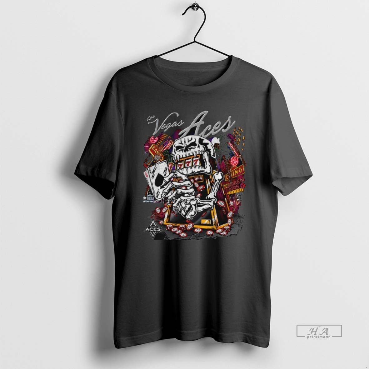 Official Trendy Skull Aces Slot Machine Champion Aja Wilson Las Vegas Aces Warren Lotas Tee