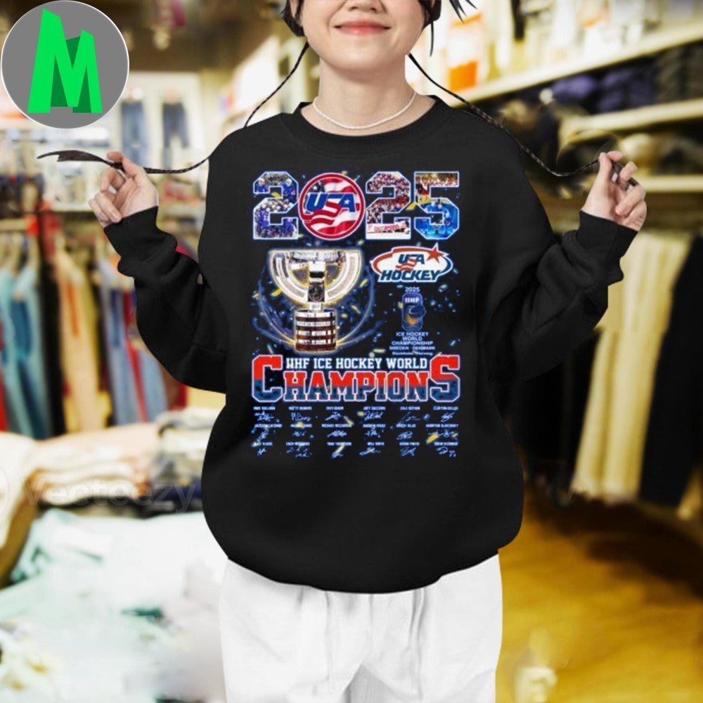 USA Hockey 2025 Ice Hockey World Champions T-Shirt Team Fan Apparel Gold Medal Tee