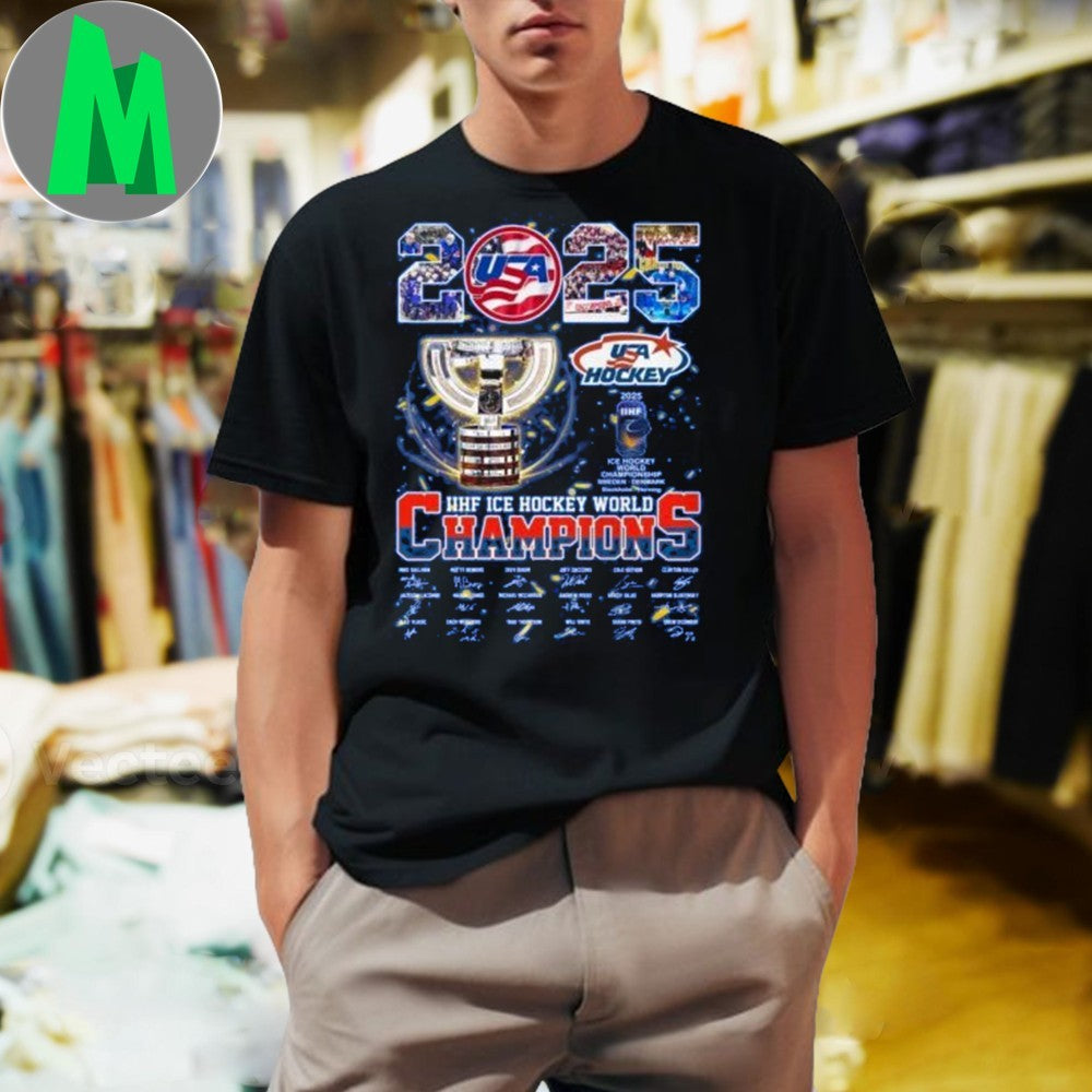 USA Hockey 2025 Ice Hockey World Champions T-Shirt Team Fan Apparel Gold Medal Tee