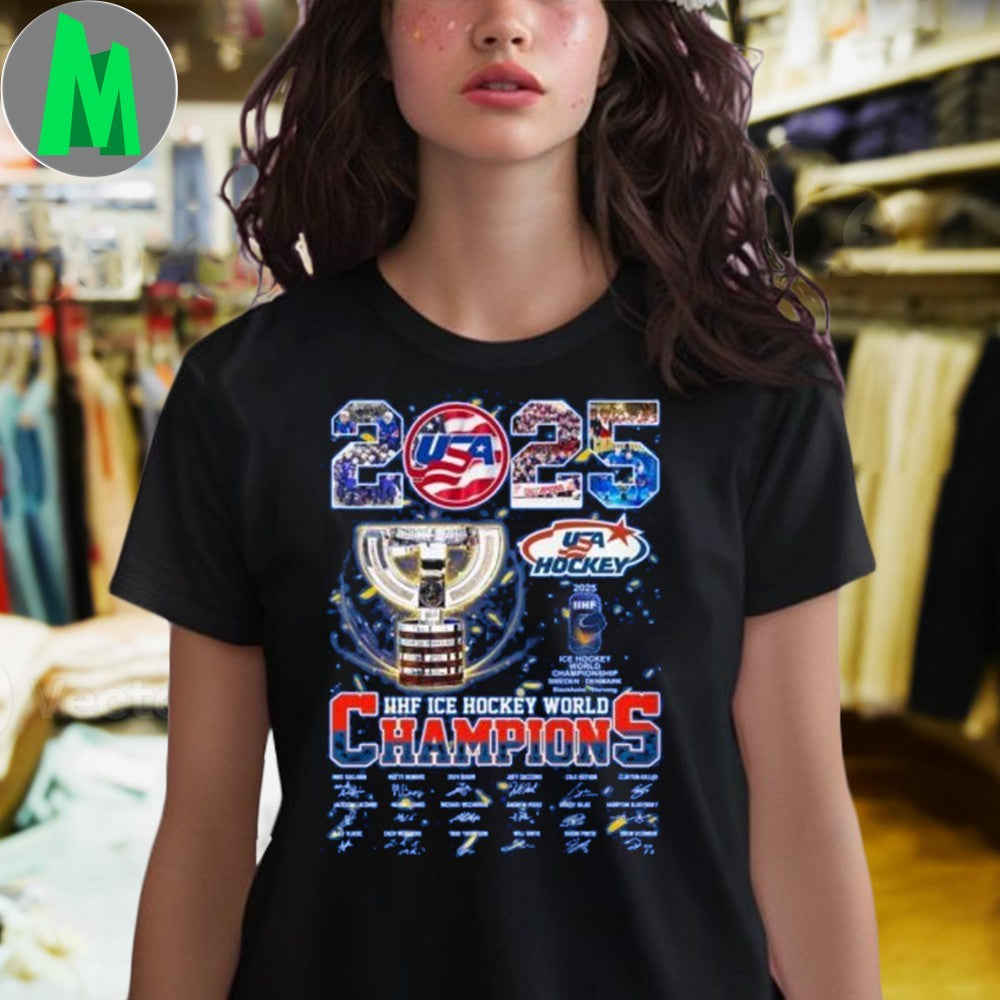 USA Hockey 2025 Ice Hockey World Champions T-Shirt Team Fan Apparel Gold Medal Tee