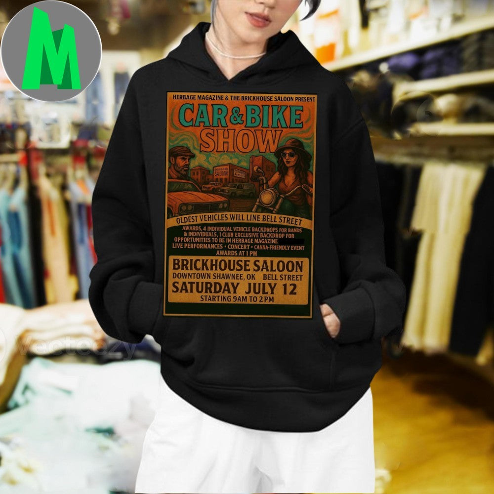 Vintage Car & Bike Show Brickhouse Saloon Event Poster T-Shirt