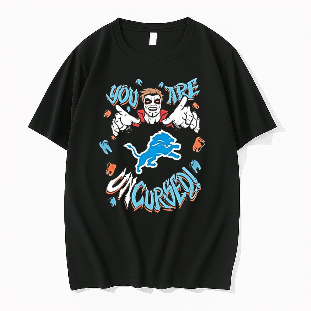 Official Wwe Drops Danhausen X Detroit Lions You Are Uncursed Nfl T Shirts Jpg
