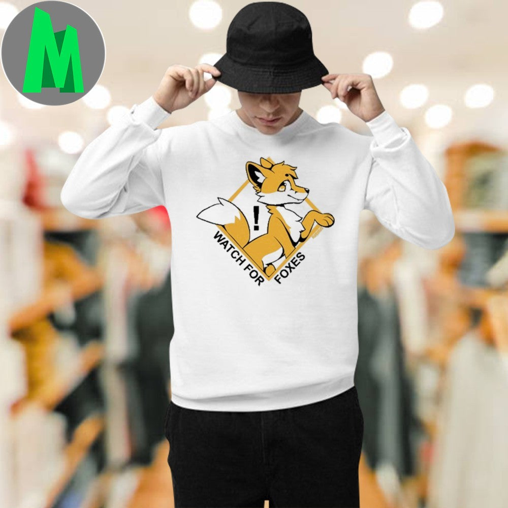 Watch For Foxes Cute Cartoon Fox Graphic T-Shirt