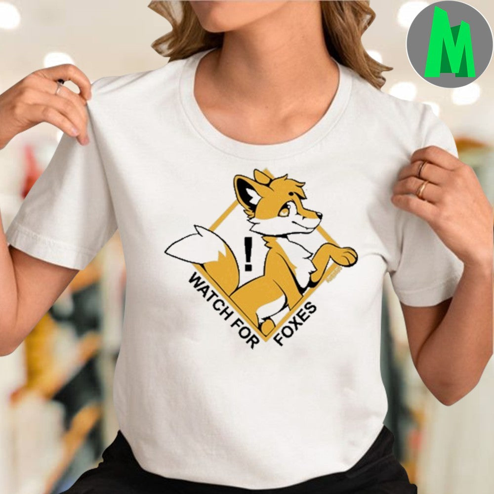 Watch For Foxes Cute Cartoon Fox Graphic T-Shirt